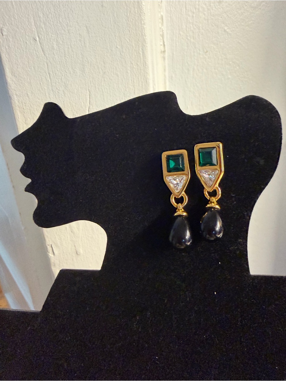 Vintage Monet Glass Teardrop Earrings